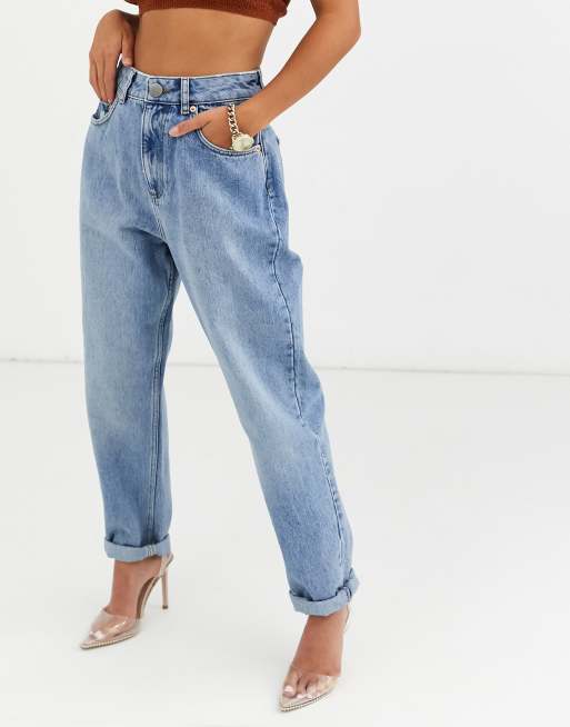 ASOS DESIGN Petite - Ruimvallende mom jeans met hoge taille en medium wassing, 4 van 4