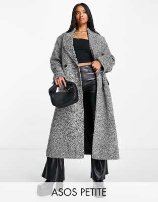 ASOS DESIGN Petite salt and pepper dad coat-Multi