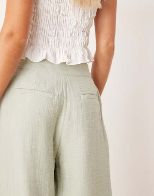 ASOS DESIGN Petite - Salviegrønne barrel-bukser med tekstur, 3 af 5