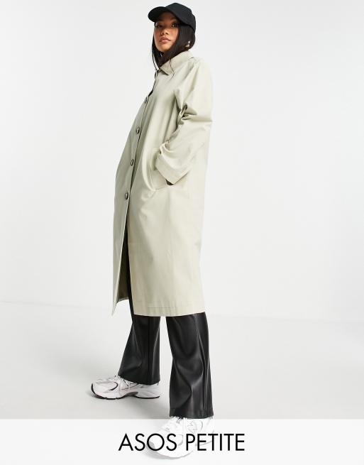 ASOS DESIGN Petite – Sandfärgad trenchcoat i longline-modell