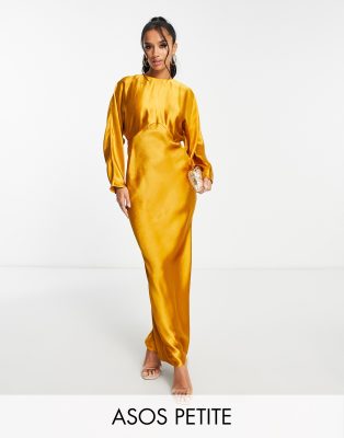 ASOS DESIGN Petite satin batwing bias cut maxi dress