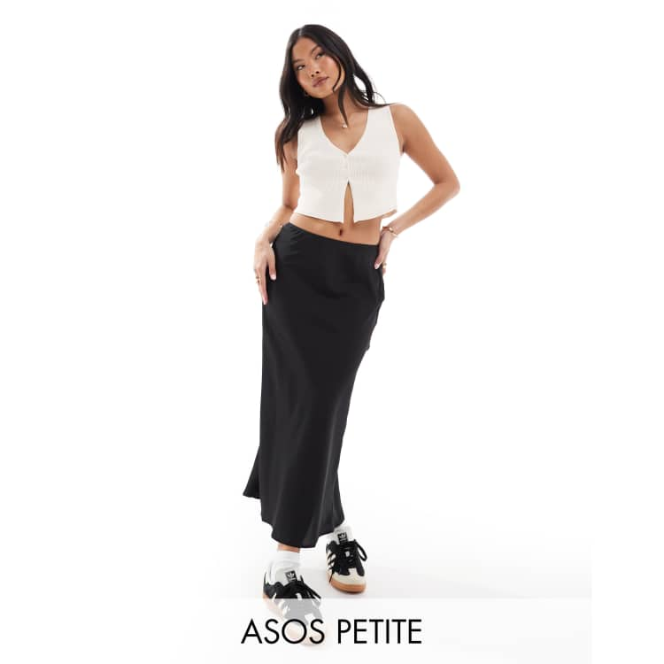 Petite A Line Satin Midi Skirt