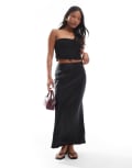 [ASOS Petite] ASOS DESIGN Petite satin bias midi skirt in black 10 Black