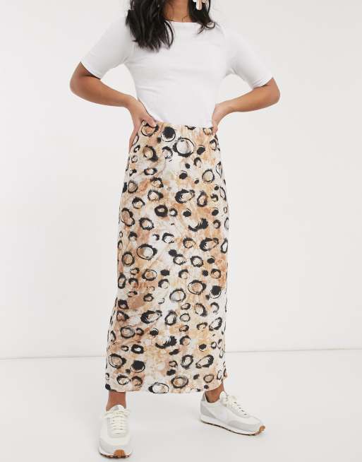 Asos design bias cut satin midi skirt store in leopard print