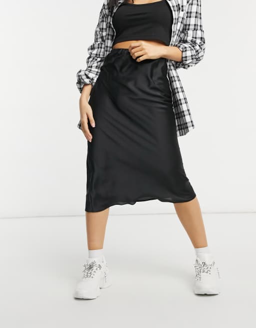 Petite satin midi skirt black hotsell