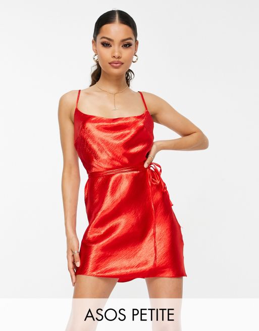 ASOS DESIGN hourglass satin short in red