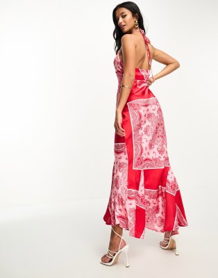 Red Bandana Halter Dress