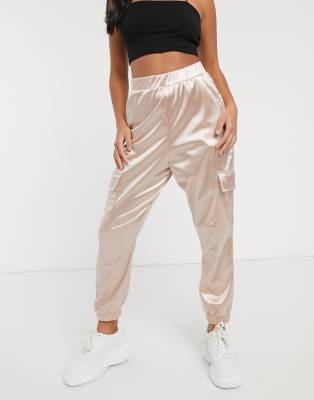 white satin joggers