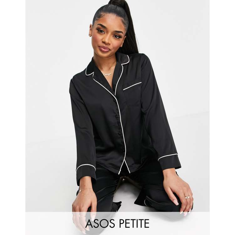 Image 4 of ASOS Newton Satin Jacquard Spot Shirt & Wide Leg Pyjama