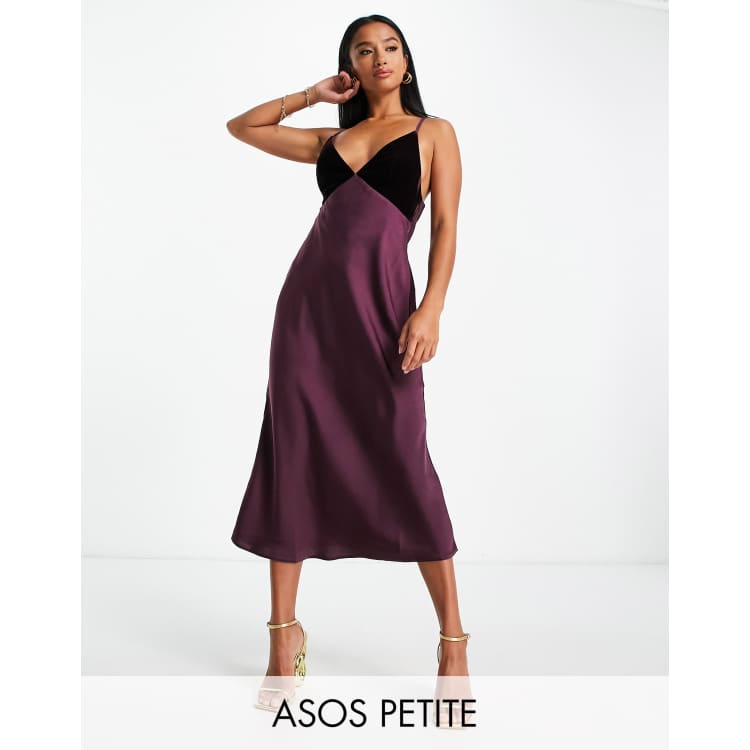 Burgundy satin midi clearance dress