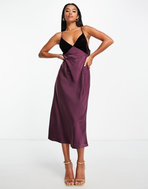 Burgundy slip cheap dress long