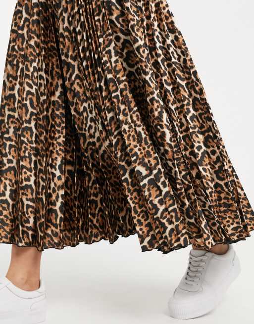 Asos animal print pleated hotsell midi skirt