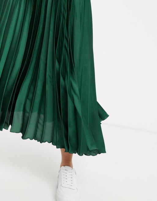 Asos green 2025 pleated midi skirt