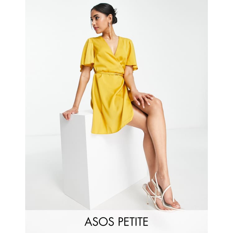 Asos yellow shop wrap dress