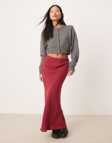 ASOS DESIGN Petite - Schuingesneden maxi-rok in rood - view 1