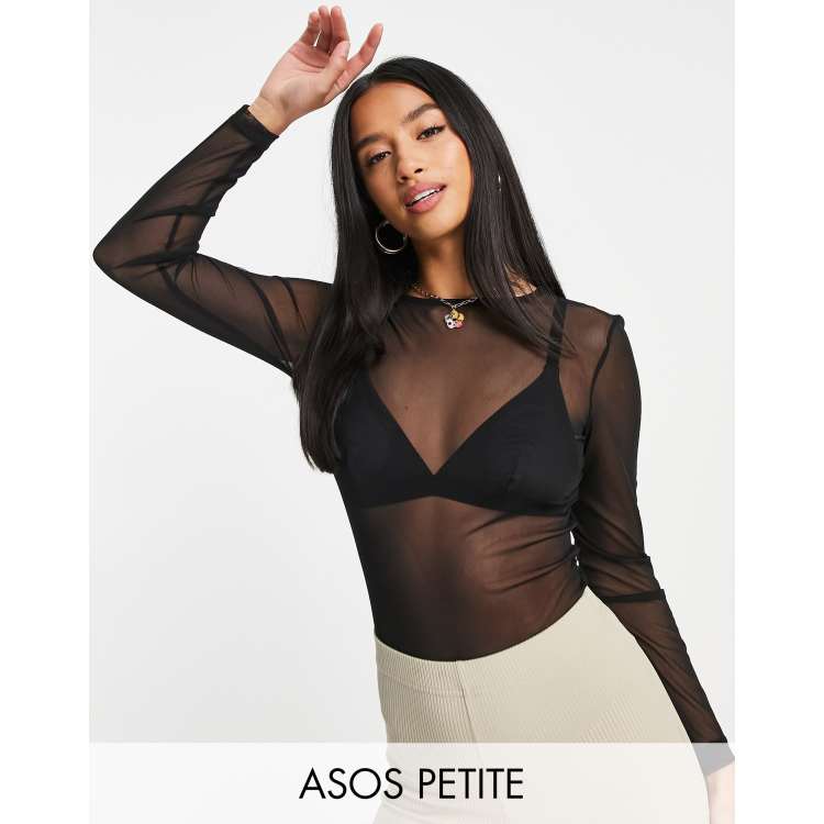 ASOS DESIGN – Korsett-Body aus Stretch-Satin und Netzstoff in Schwarz,  Kombiteil