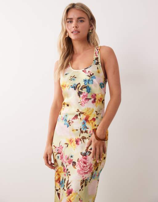 ASOS DESIGN Petite scoop satin maxi dress in floral print, 2 of 4