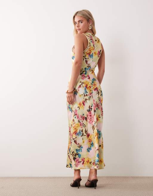 ASOS DESIGN Petite scoop satin maxi dress in floral print, 4 of 4