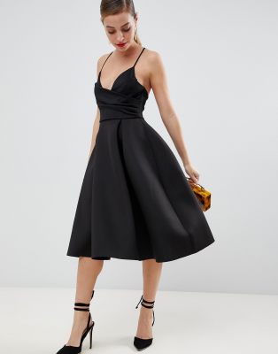 asos design scuba cami prom midi dress