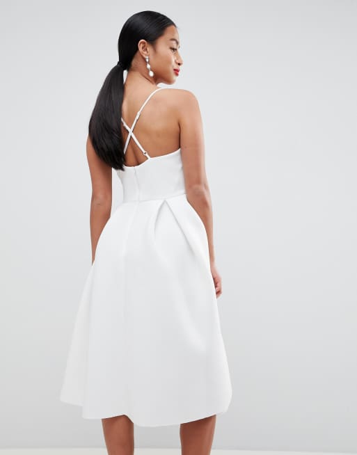 Asos design scuba cami prom midi dress sale