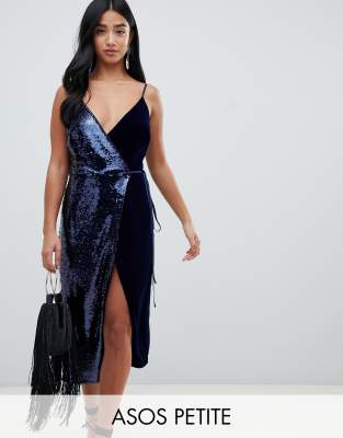 asos sequin wrap dress