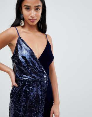 asos design velvet cami pephem midi dress
