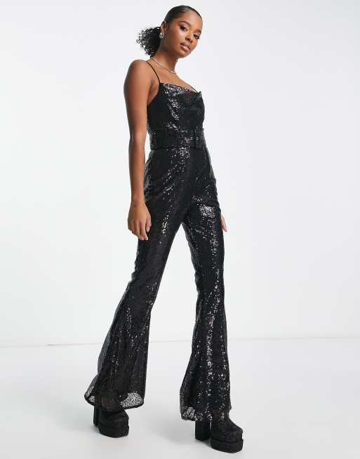 Jumpsuit  Dani Sequin Kick Flare Jumpsuit