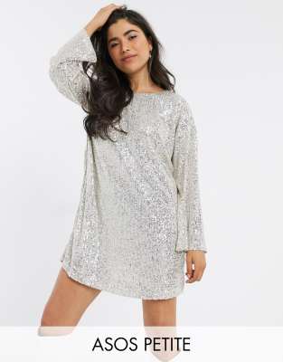 asos sequin long sleeve dress