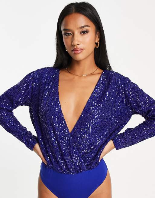 Sequin Wrap Bodysuit with Long Sleeve – Urban Touch