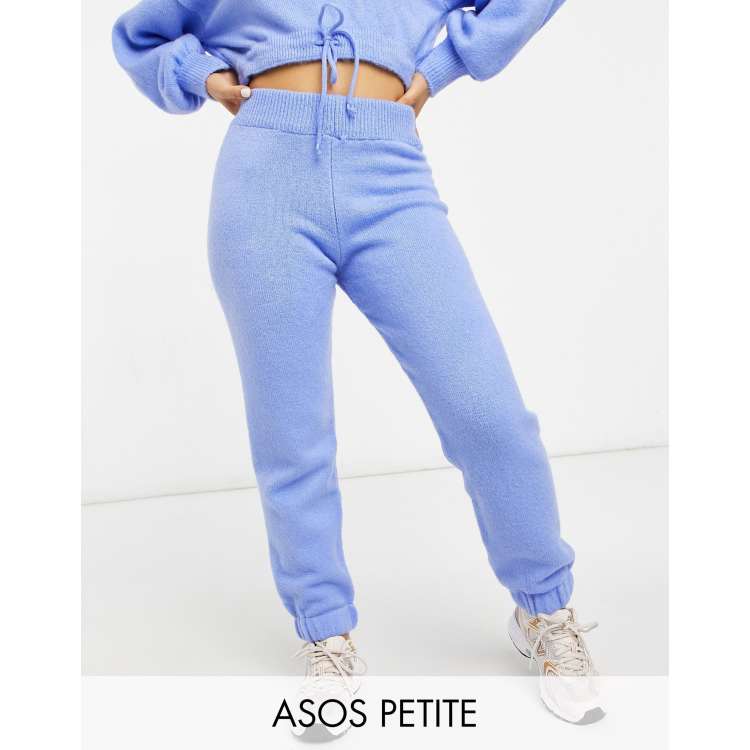 ASOS DESIGN Petite knitted sweatpants with tie waist detail in navy - part  of a set