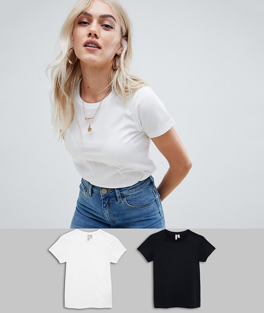 ASOS DESIGN - Petite - Set van 2 T-shirts met ronde hals-Multi