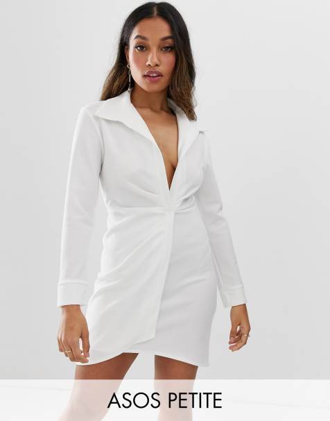 ASOS DESIGN petite sexy drape bodycon shirt dress