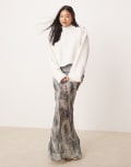 [ASOS Petite] ASOS DESIGN Petite sheer maxi skirt in snake print-Multi 4 Snake print