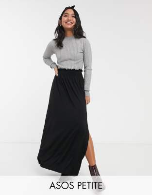 high rise maxi skirt