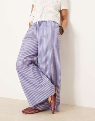 Asos Design Petite Shirred Waist Pants In Multi