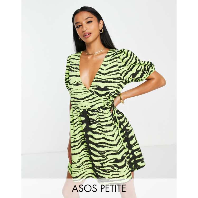 Lime green animal outlet print dress