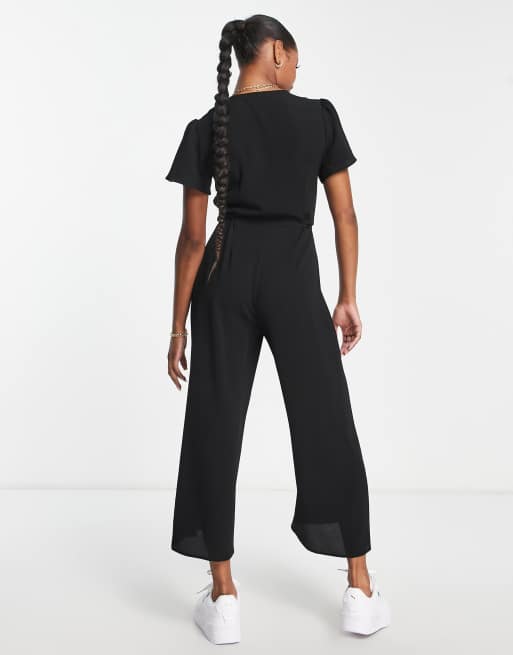 ASOS DESIGN short sleeve tea jumpsuit in black