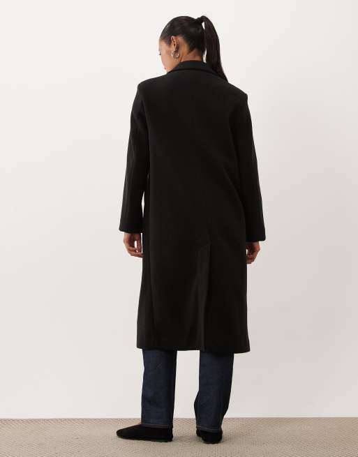 ASOS DESIGN Petite single breasted chuck on overcoat in black, 2 of 4