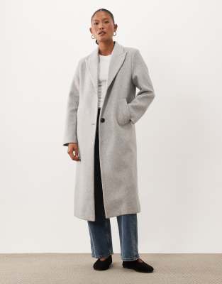 Asos Petite Asos Design Petite Single Breasted Chuck On Overcoat In Gray