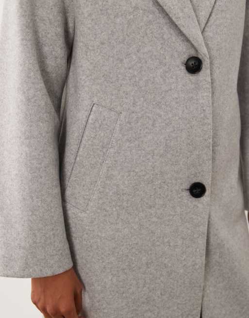 ASOS DESIGN Petite single breasted chuck on overcoat in light gray, 3 of 4