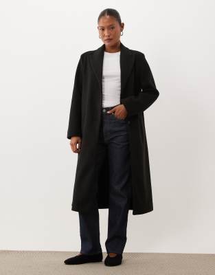 Asos Petite Asos Design Petite Single Breasted Throw On Overcoat In Black