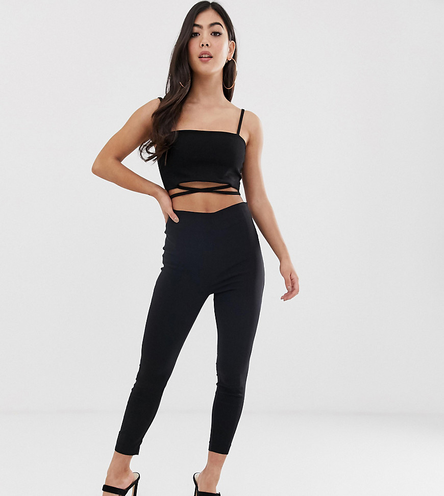 ASOS Design PETITE - Skinny-fit broek met hoge taille-Zwart