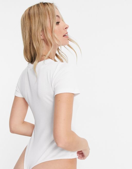 ASOS DESIGN skinny fit t-shirt bodysuit in white