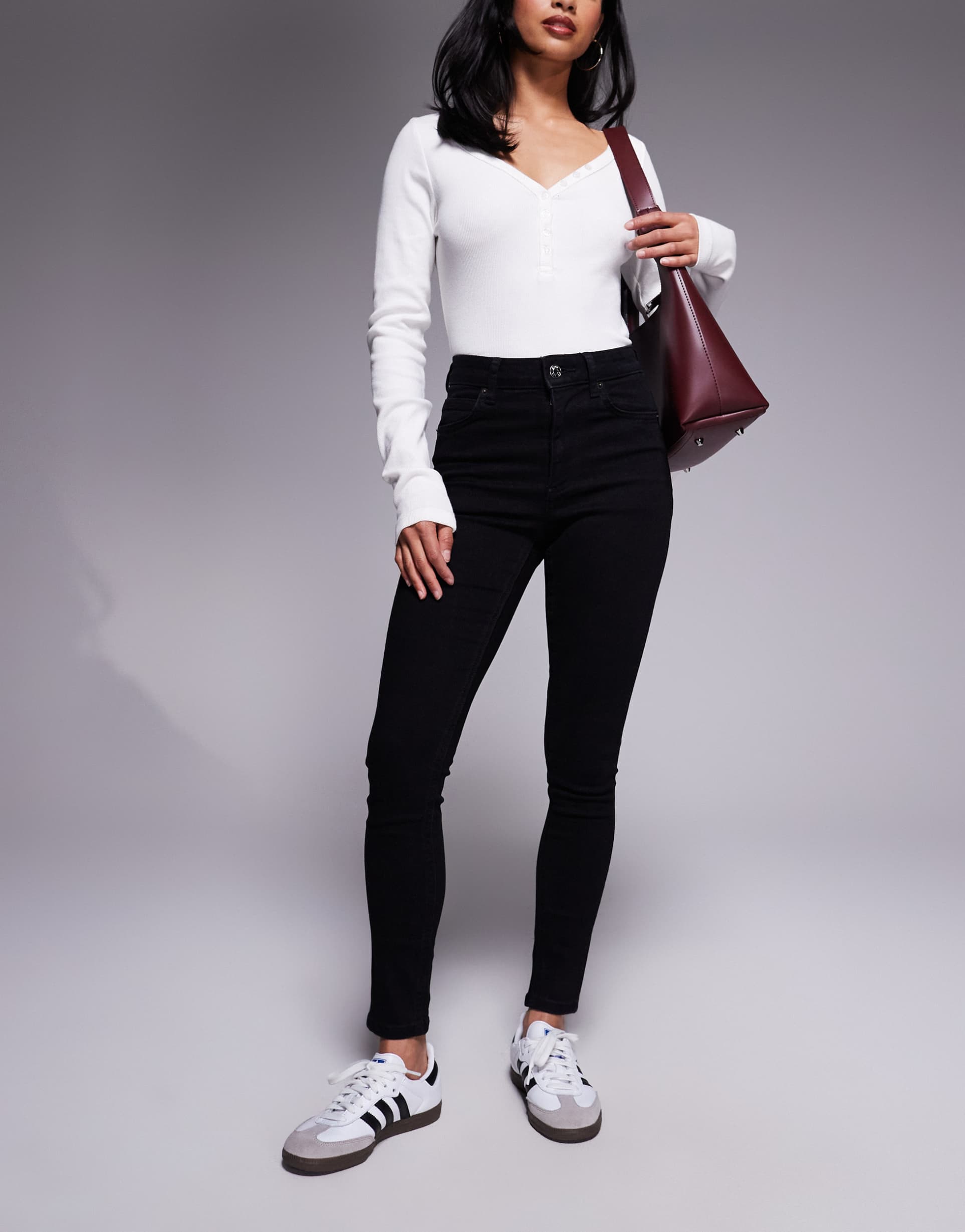 asos design petite skinny jeans in black