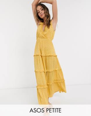 mustard tiered maxi skirt