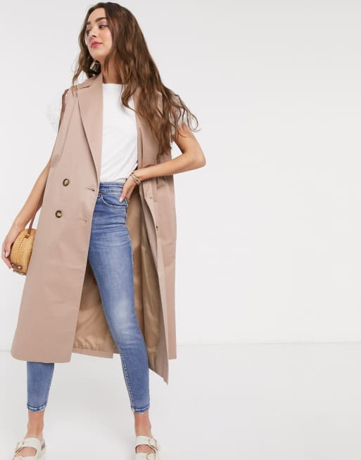 Sleeveless trench coat on sale outfit