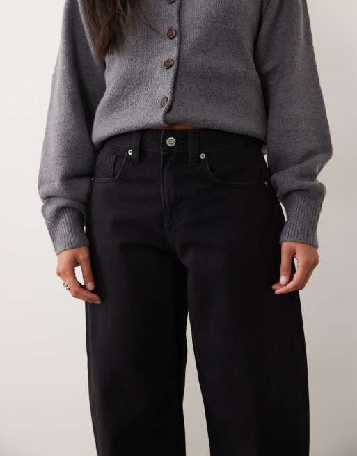 ASOS DESIGN Petite slim barrel jean in black, 3 of 5