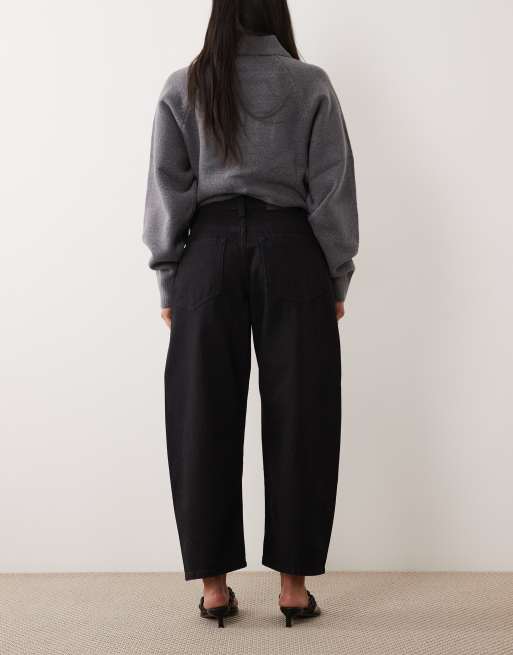 ASOS DESIGN Petite slim barrel jean in black, 5 of 5