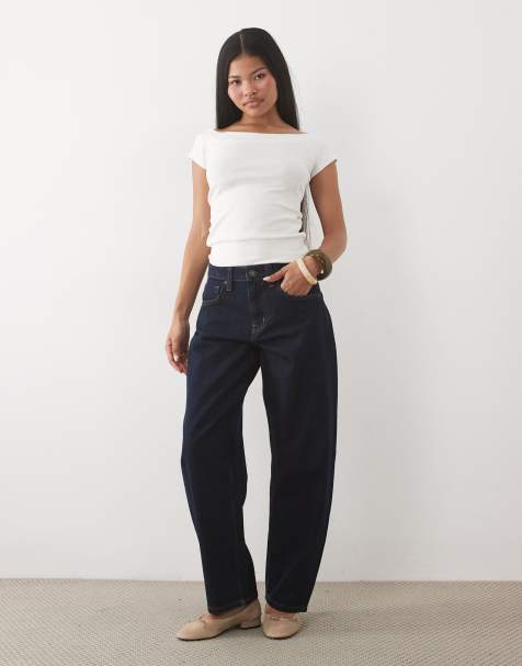 ASOS DESIGN Petite slim barrel jean in rinse - view 1