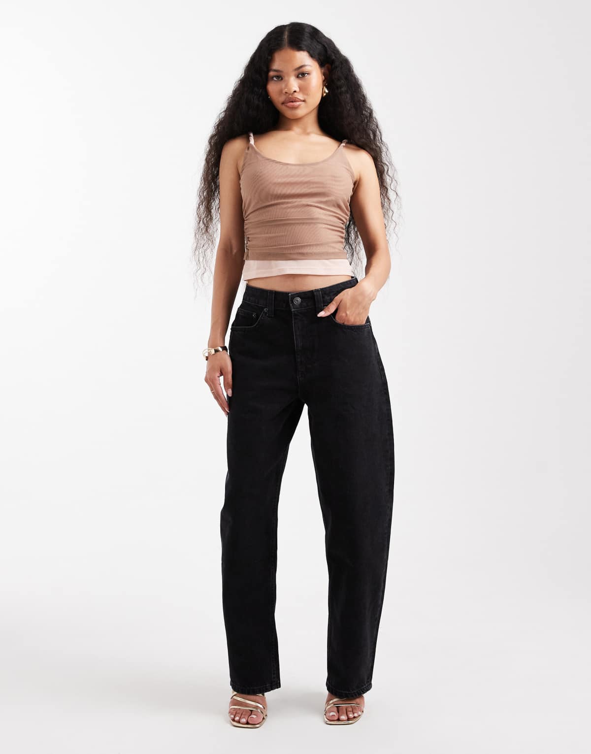 ASOS DESIGN Petite slim barrel jeans in washed black